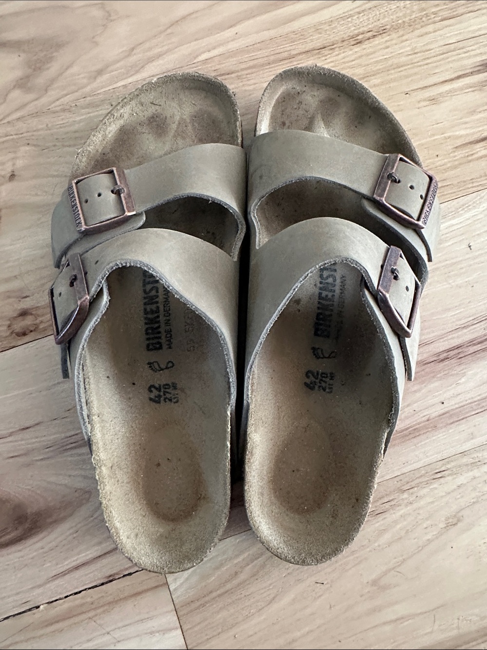 Birkenstock Arizona Double Strap Sandals in Taupe Nubuck